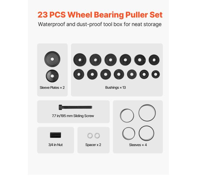 priekinio rato guolių traukiklių rinkinys, 23 vnt.6