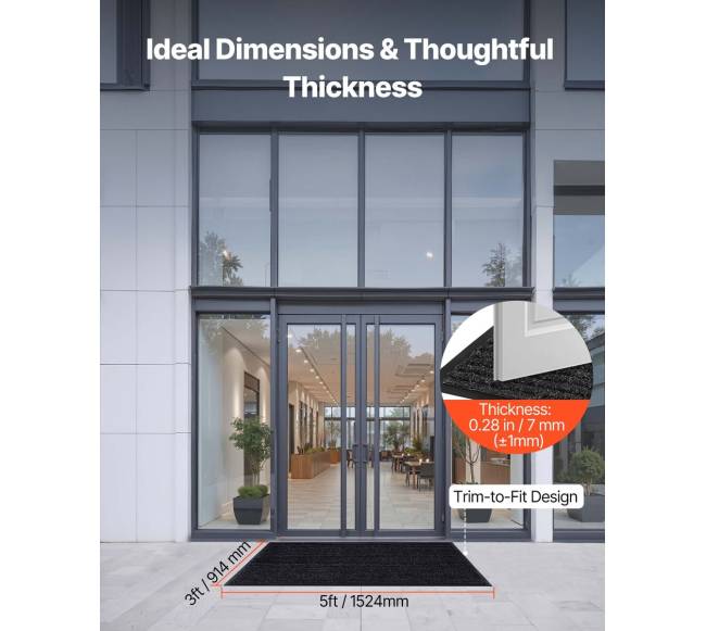 Pilkas įėjimo kilimėlis su PVC apatine danga1