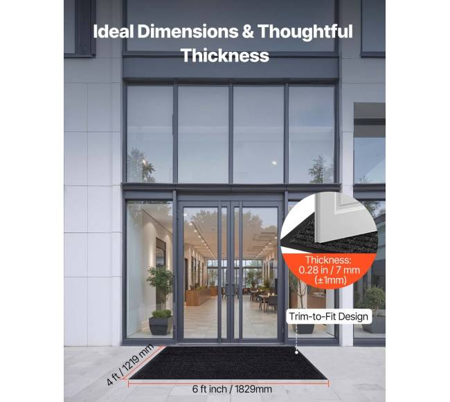 Durų kilimėlis 1829 x 1219 mm, pilkas1