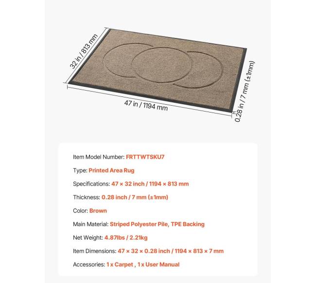 Prieangio kilimėlis, 1194 x 813 mm, rudas5