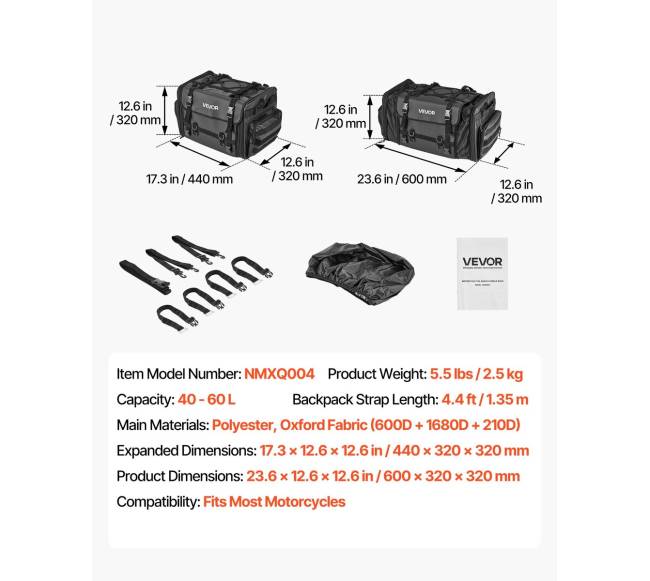 Motociklo galinė bagažinė su lietaus apsauga5