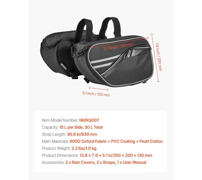 Motociklo šoninė krepšys 30 L talpos6