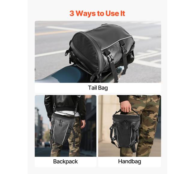 Motociklo galinė krepšys 10 L su lietaus danga6