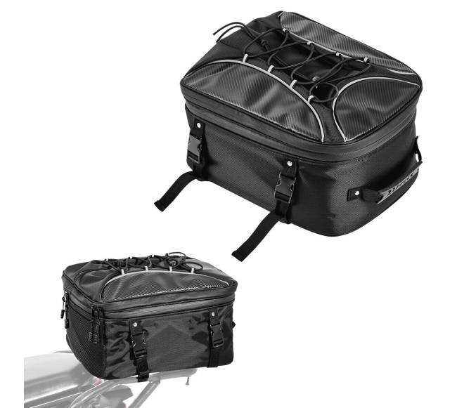 Motociklo galinė kuprinė, 22-34 L, su lietaus apsauga0