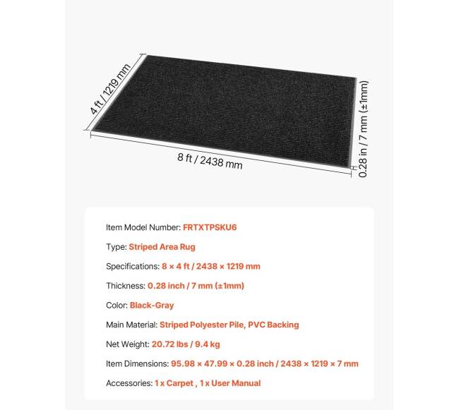 Prieškambario kilimėlis 2438 x 1219 mm vidaus ir lauko naudojimui5