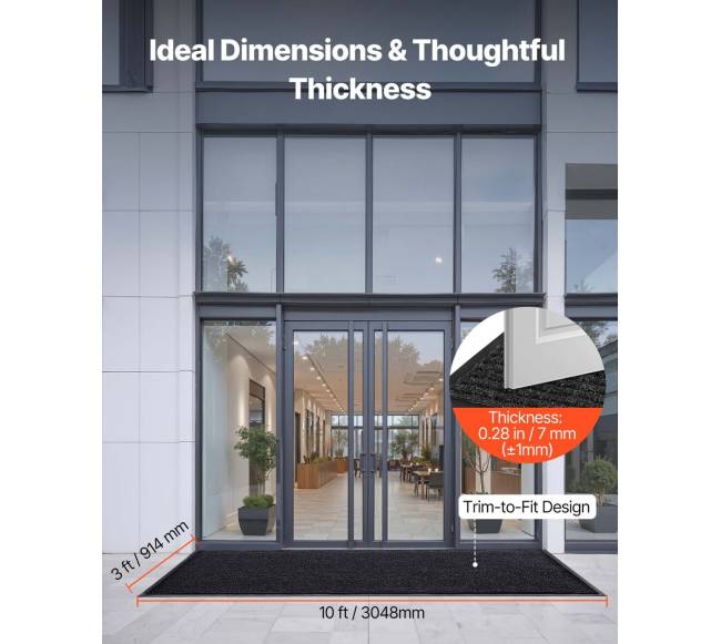 Pilkas priekinių durų kilimas vidaus ir lauko sąlygomis2