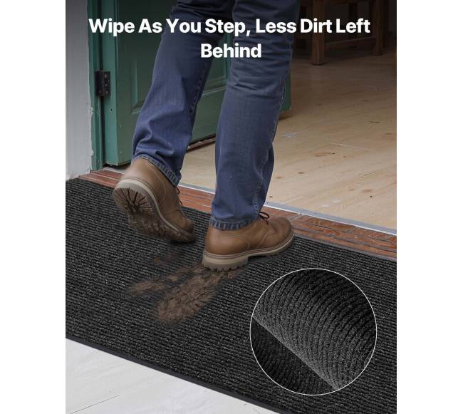 Pilkas priekinių durų kilimas vidaus ir lauko sąlygomis3