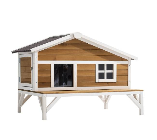 Medinis šiltintas kačių namelis su platforma0