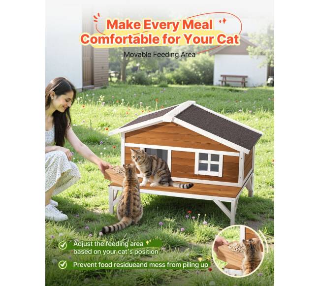 Medinis šiltintas kačių namelis su platforma3