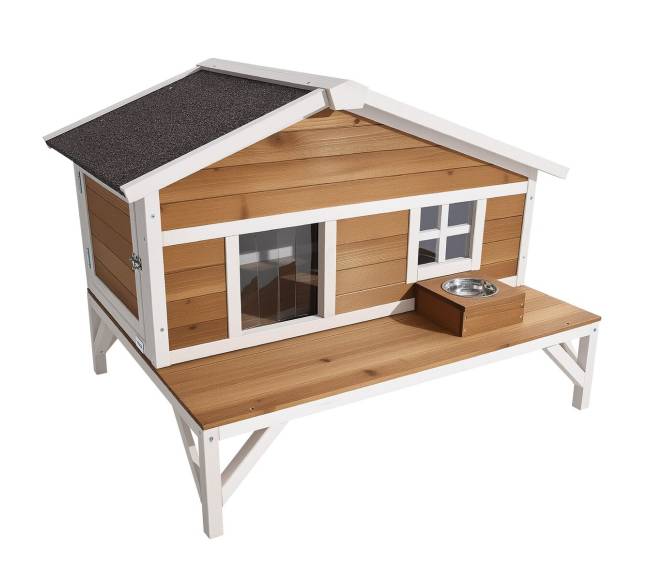 Medinis šiltintas kačių namelis su platforma8