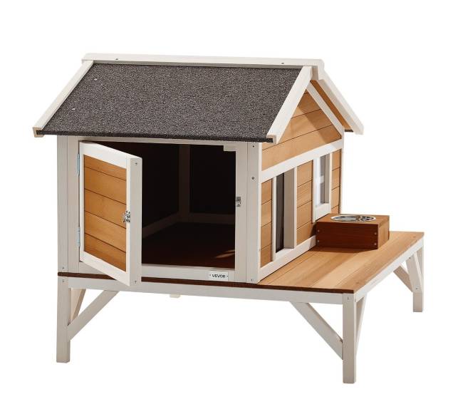 Medinis šiltintas kačių namelis su platforma9