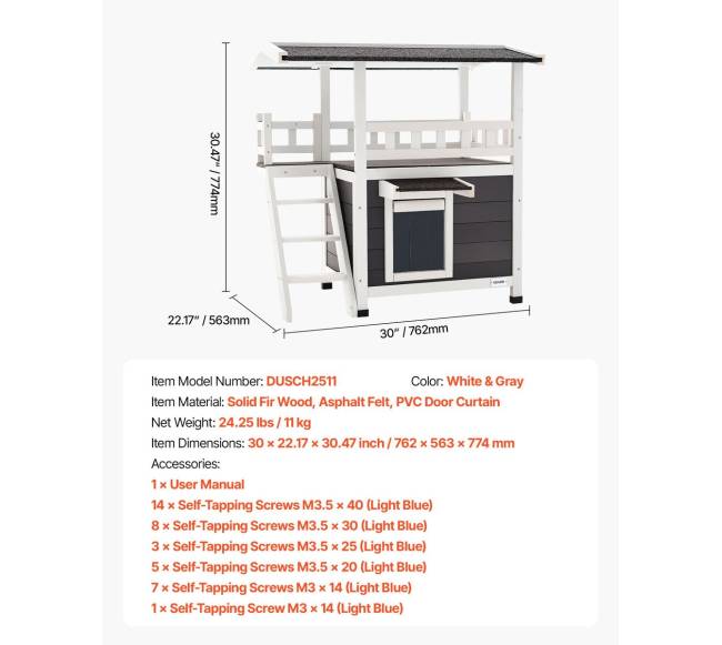 Lauko medinis dviejų aukštų kačių namelis5