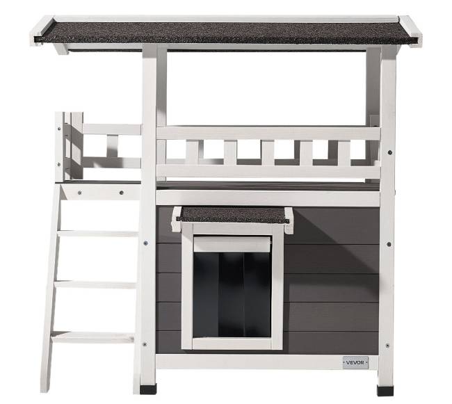 Lauko medinis dviejų aukštų kačių namelis9