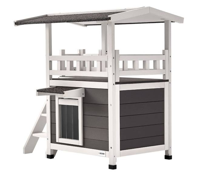 Lauko medinis dviejų aukštų kačių namelis10