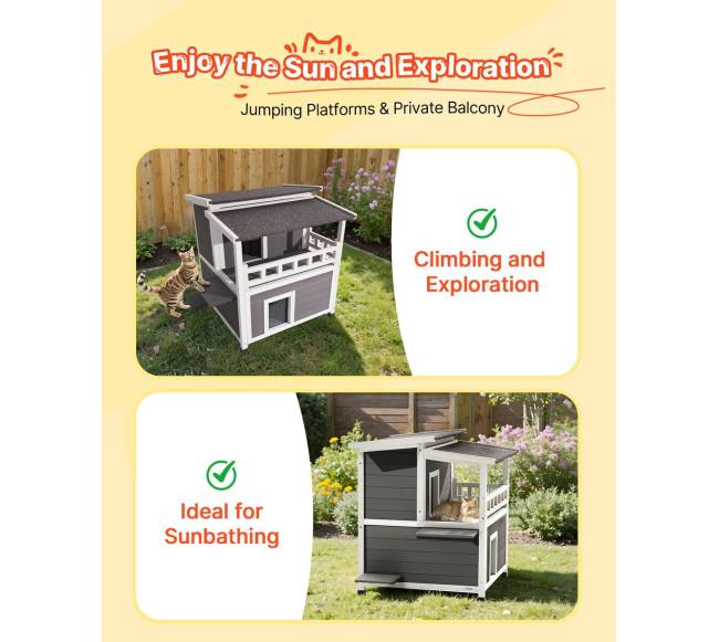 Dviaukštis medinis katės namas su izoliacija1