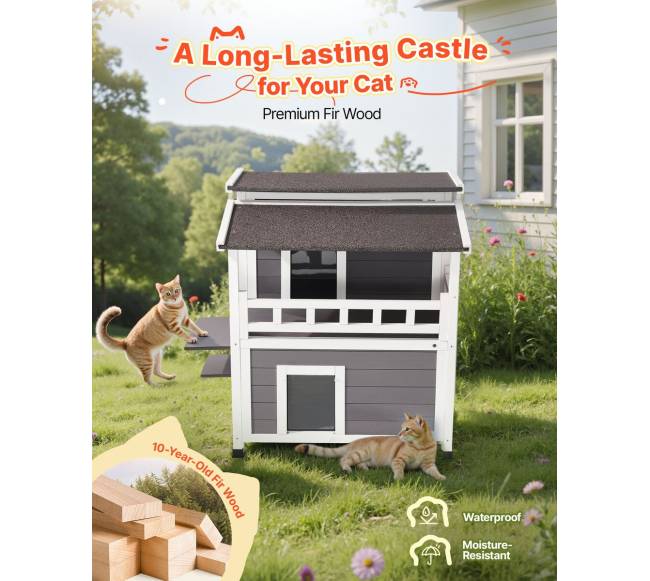 Dviaukštis medinis katės namas su izoliacija3