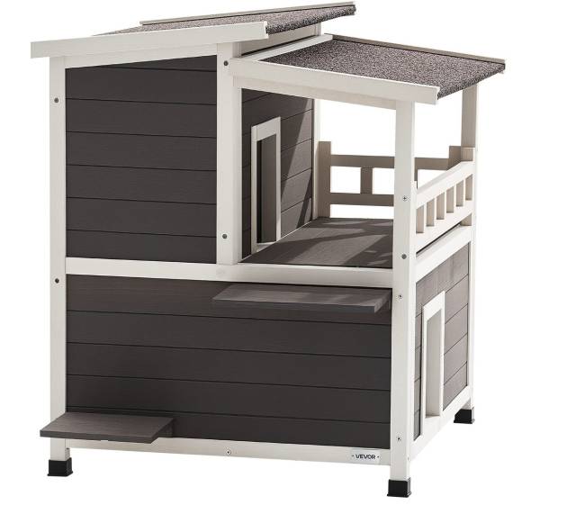 Dviaukštis medinis katės namas su izoliacija9