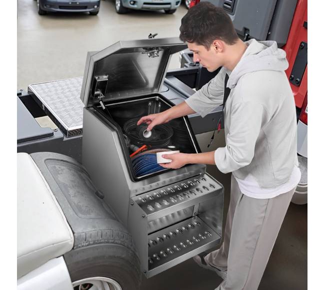 Puspriekabės įrankių dėžė su T formos užraktu8