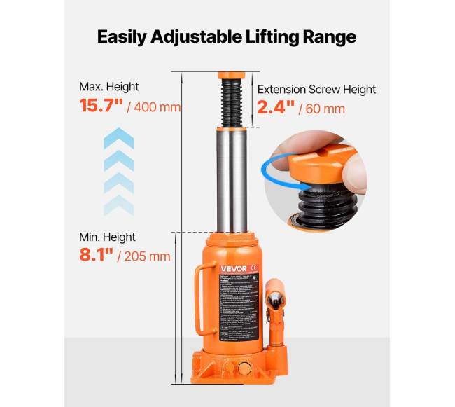 Hidraulinis butelinis domkratas, 12 tonų2