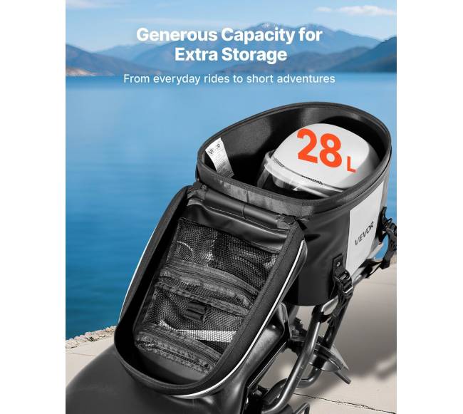 Motociklo galinė krepšys 28 L, juoda1