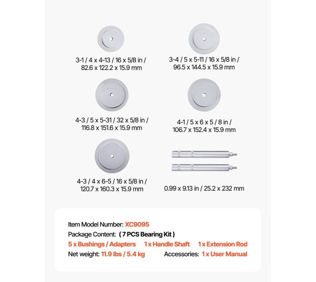 Guolių presavimo rinkinys, 7 vnt5