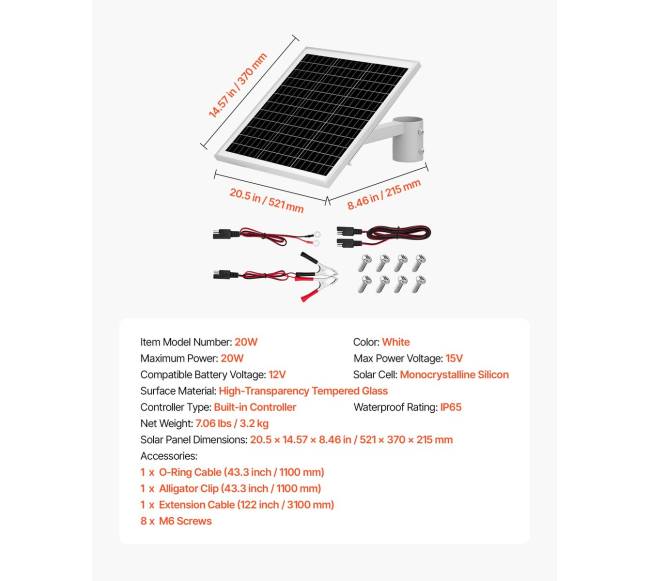 20W 12V saulės baterijų kroviklis su valdikliu6