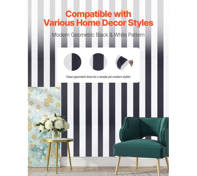 Lipni tapetai 45cm x 15m juodai balti1