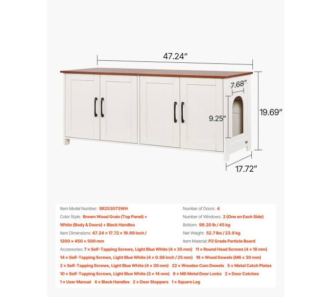 Kačių tualeto dėžės uždangalas su 4 durimis6