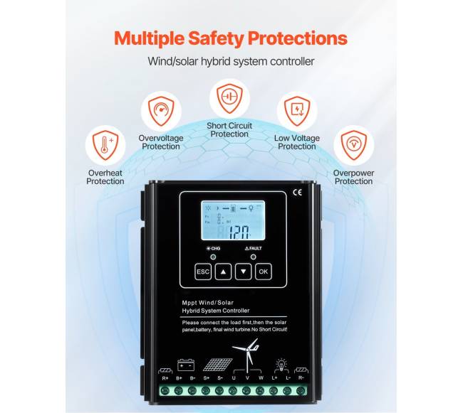 12V 400W saulės ir vėjo energijos rinkinys4