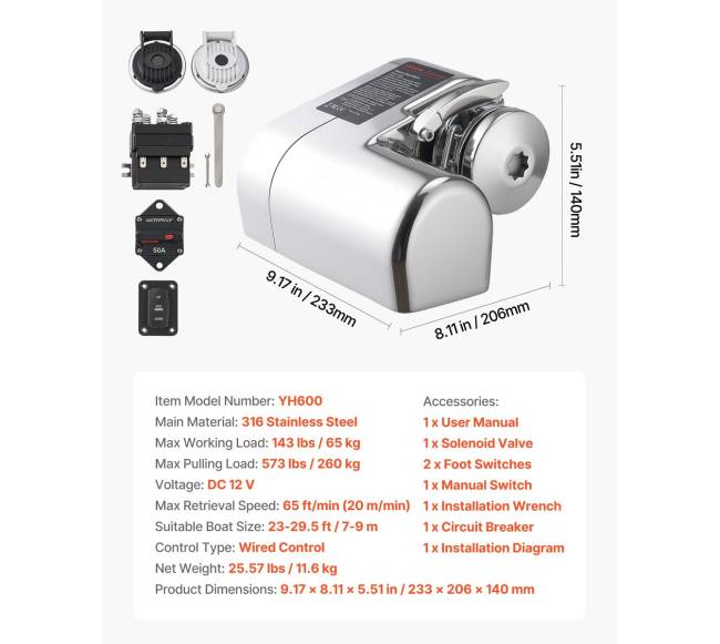 Horizontali inkaro gervė, 12V DC, 600W6