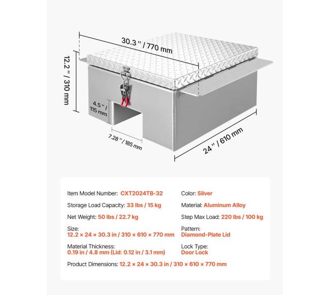 Sunkvežimio lovos aliuminio įrankių dėžė6