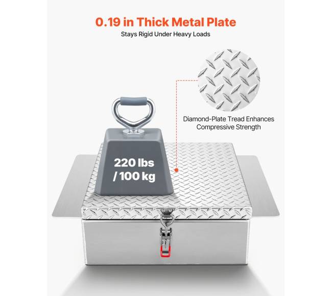 Aliuminė sunkvežimio įrankių dėžė su deimantine plokšte1