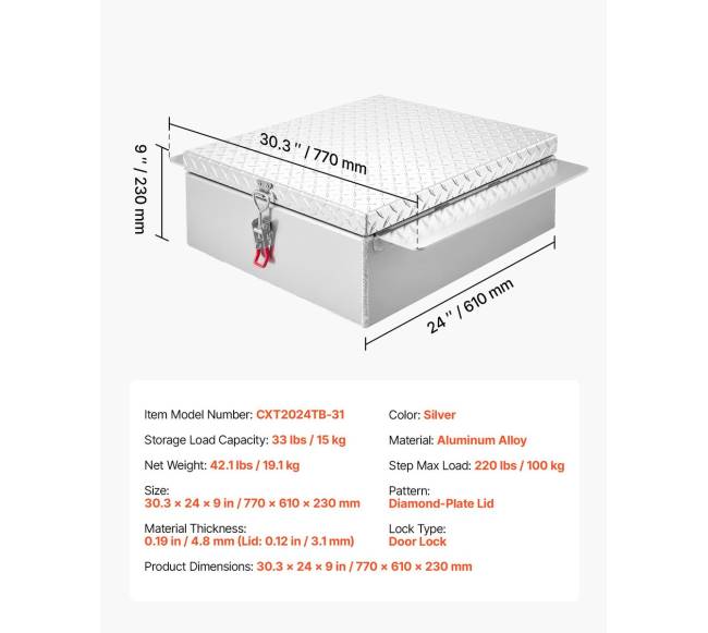 Aliuminė sunkvežimio įrankių dėžė su deimantine plokšte6