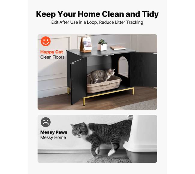 Paslėpta kačių tualeto dėžė su metalinėmis kojelėmis1