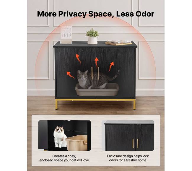 Paslėpta kačių tualeto dėžė su metalinėmis kojelėmis2