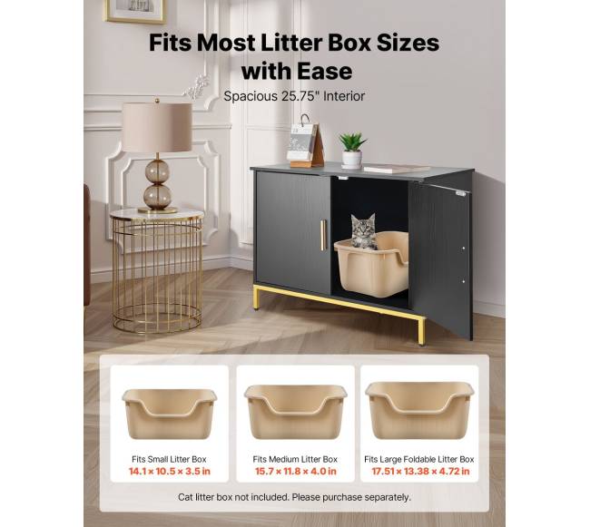 Paslėpta kačių tualeto dėžė su metalinėmis kojelėmis3