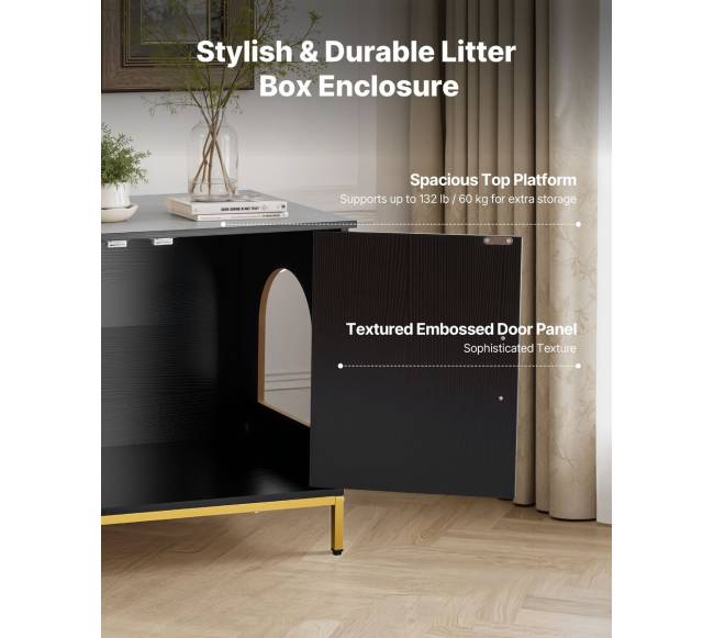 Paslėpta kačių tualeto dėžė su metalinėmis kojelėmis4