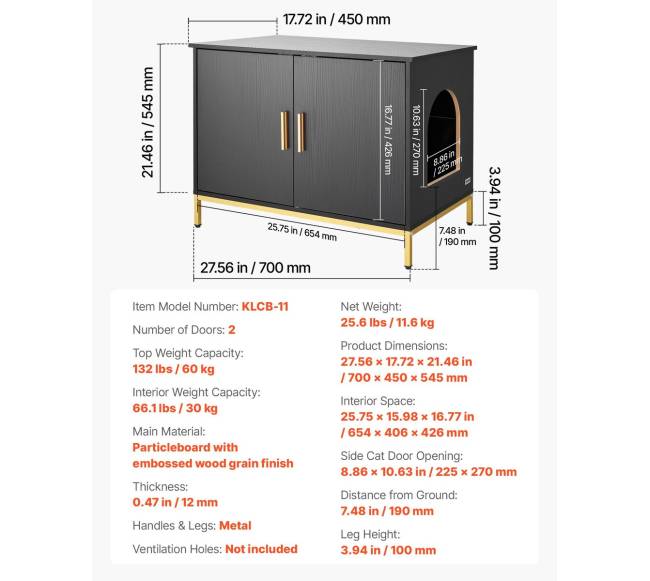 Paslėpta kačių tualeto dėžė su metalinėmis kojelėmis6