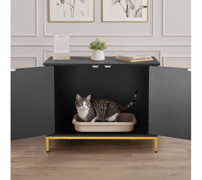 Paslėpta kačių tualeto dėžė su metalinėmis kojelėmis7