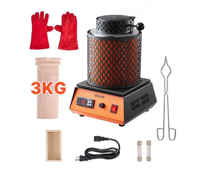 Elektrinė lydymo krosnelė, 1350W, 3kg keraminis tiglis0