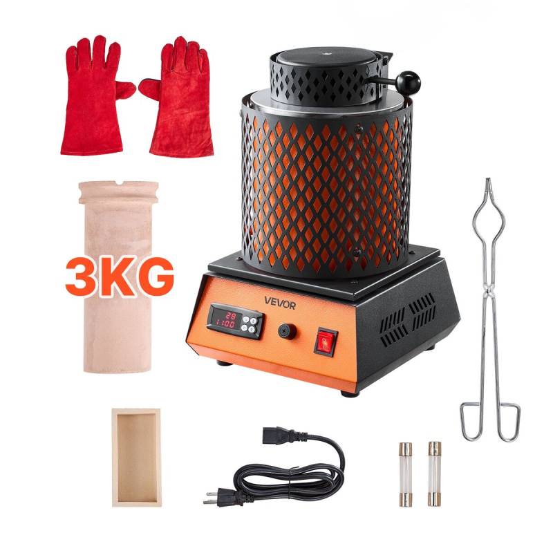 Elektrinė lydymo krosnelė, 1350W, 3kg keraminis tiglis0