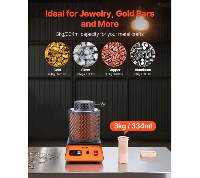 Elektrinė lydymo krosnelė, 1350W, 3kg keraminis tiglis2