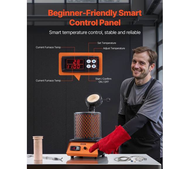 Elektrinė lydymo krosnelė, 1350W, 3kg keraminis tiglis4