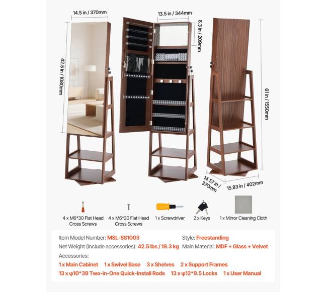 Pasukamas papuošalų kabinetas su veidrodžiu6