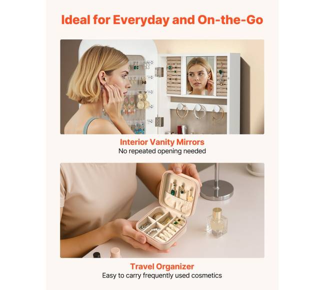 Papuošalų spintelė su veidrodžiu, 1080 mm4