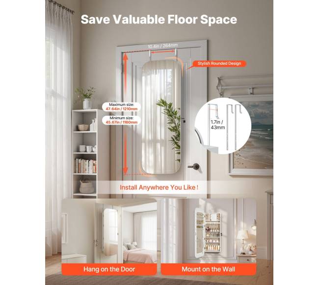 Papuošalų spintelė su veidrodžiu, 1080 mm5