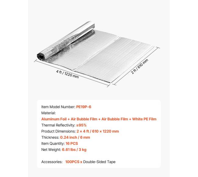 Dvipusė izoliacinė folija, 16 vnt6