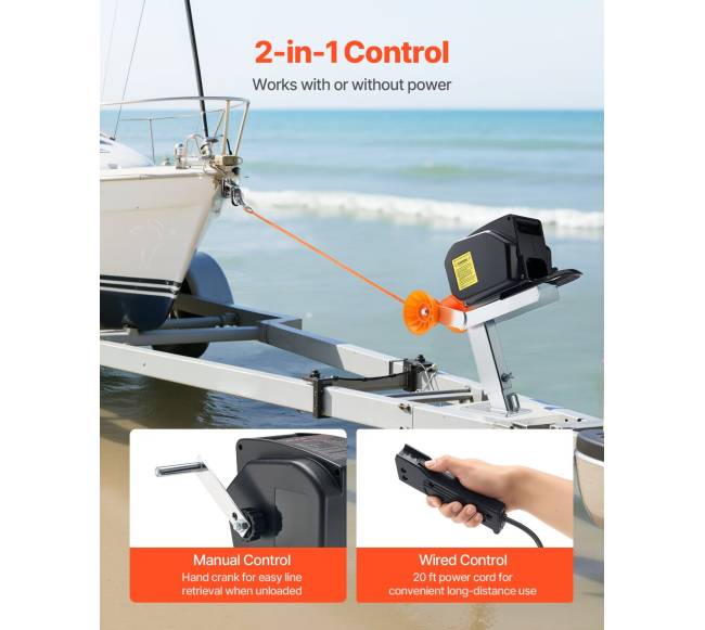 Elektrinis valčių gervė, 12V DC 300W, reversinė gervė iki 900 kg3