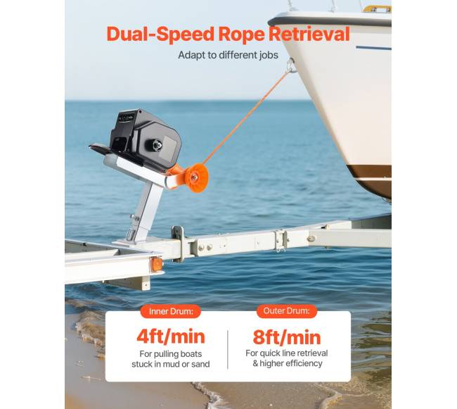 Elektrinis valčių gervė, 12V DC 300W, reversinė gervė iki 900 kg4