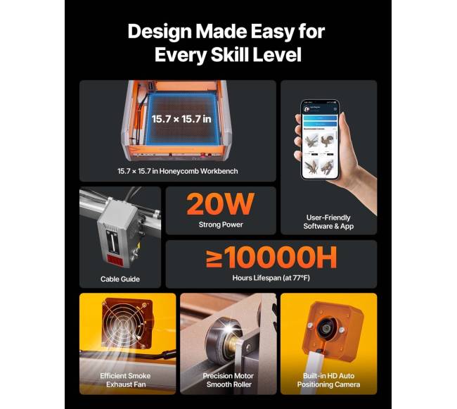 Lazerinė graviravimo mašina, 20W su kamera2